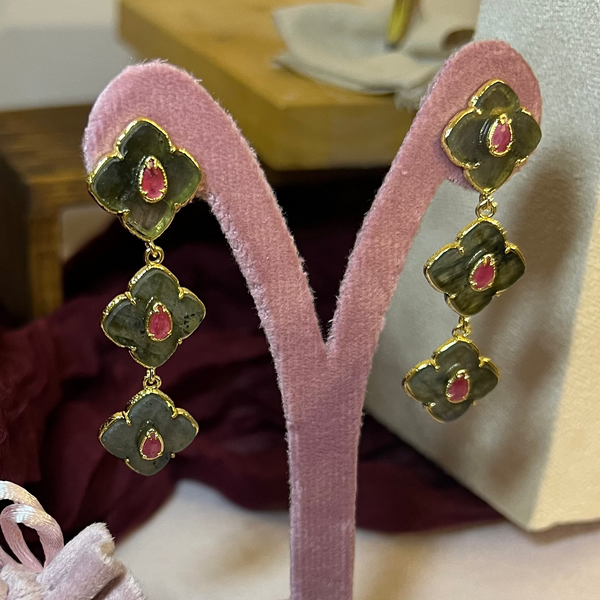 B4 boucle aventurine et quartz fraise